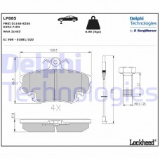 LP885 DELPHI Комплект гальмівних колодок дисковий гальм