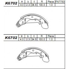 K6702 ASIMCO Комплект гальмівних колодок