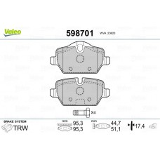 598701 VALEO Комплект гальмівних колодок дисковий гальм