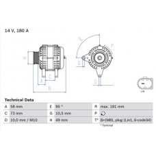 0 986 084 630 BOSCH Генератор