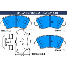 B1.G102-1510.2 GALFER Комплект гальмівних колодок дисковий гальм