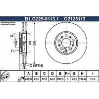 B1.G225-0113.1 GALFER Гальмівний диск