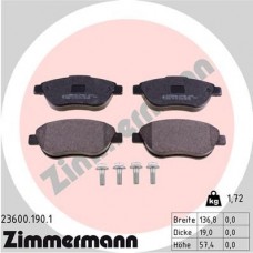 23600.190.1 ZIMMERMANN КомплеК т гальмівних колодок, дискове гальмо