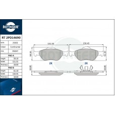RT 2PD14690 ROTINGER Комплект гальмівних колодок дисковий гальм