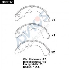 D8N017 ADVICS Комплект гальмівних колодок