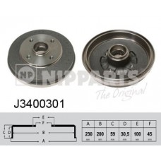 J3400301 NIPPARTS Гальмівний барабан
