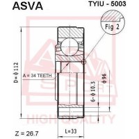 TYIU-5003 ASVA Шарнирный комплект, Привідний вал