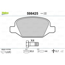 598425 VALEO КомплеК т гальмівних колодок, дискове гальмо