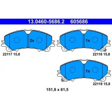 13.0460-5686.2 ATE Комплект гальмівних колодок дисковий гальм