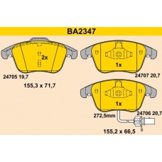 BA2347 BARUM КомплеК т гальмівних колодок, дискове гальмо