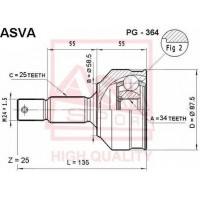 PG-364 ASVA Шарнирный комплект, Привідний вал