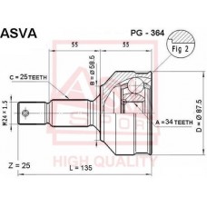 PG-364 ASVA Шарнирный комплект, Привідний вал