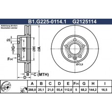 B1.G225-0114.1 GALFER Гальмівний диск