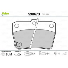 598673 VALEO КомплеК т гальмівних колодок, дискове гальмо
