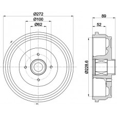 8DT 355 303-111 HELLA PAGID Гальмівний барабан