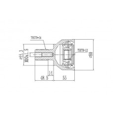 DCV834015 DYNAMATRIX Шарнирный комплект, Привідний вал