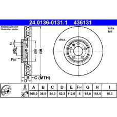 24.0136-0131.1 ATE Гальмівний диск