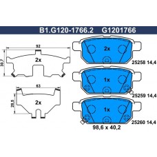 B1.G120-1766.2 GALFER Комплект гальмівних колодок дисковий гальм
