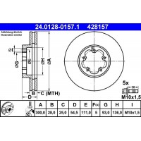 24.0128-0157.1 ATE Гальмівний диск