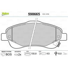 598665 VALEO КомплеК т гальмівних колодок, дискове гальмо