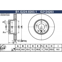 B1.G224-0203.1 GALFER Гальмівний диск