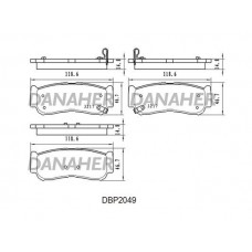 DBP2049 DANAHER Комплект гальмівних колодок дисковий гальм