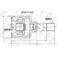 NPW-FT-009 NTY Шарнирный комплект, Привідний вал