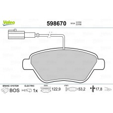 598670 VALEO КомплеК т гальмівних колодок, дискове гальмо