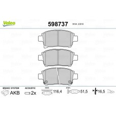 598737 VALEO Комплект гальмівних колодок дисковий гальм