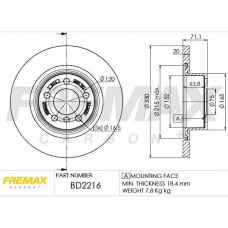 BD2216 FREMAX BRAKE DISC HIGH CARBON , DRILLED