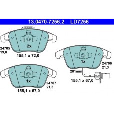 13.0470-7256.2 ATE КомплеК т гальмівних колодок, дискове гальмо