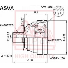 VW-028 ASVA Шарнирный комплект, Привідний вал