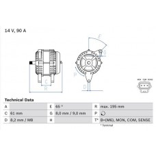 0 986 044 651 BOSCH Генератор