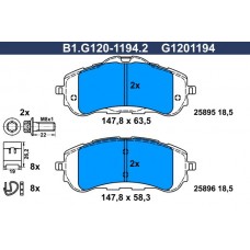 B1.G120-1194.2 GALFER Комплект гальмівних колодок дисковий гальм