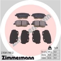 23581.190.2 ZIMMERMANN КомплеК т гальмівних колодок, дискове гальмо