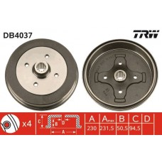 DB4037 TRW Гальмівний барабан