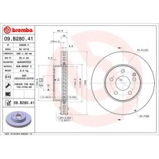 09.B280.41 BREMBO Гальмівний диск