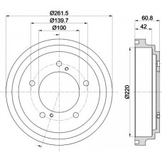 8DT 355 301-951 HELLA PAGID Гальмівний барабан