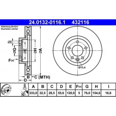 24.0132-0116.1 ATE Гальмівний диск