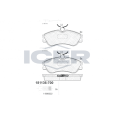 181136-700 ICER Комплект гальмівних колодок дисковий гальм