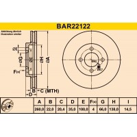 BAR22122 BARUM Гальмівний диск