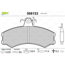 598153 VALEO Комплект гальмівних колодок дисковий гальм