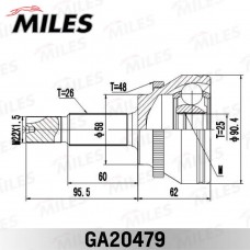 GA20479 MILES Шарнирный комплект, Привідний вал