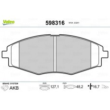 598316 VALEO Комплект гальмівних колодок дисковий гальм