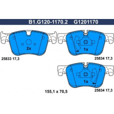 B1.G120-1170.2 GALFER Комплект гальмівних колодок дисковий гальм