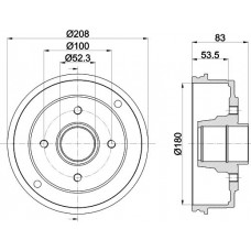 8DT 355 300-351 HELLA PAGID Гальмівний барабан