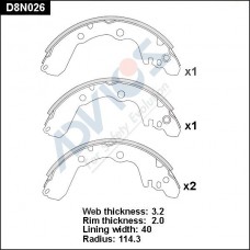 D8N026 ADVICS Комплект гальмівних колодок