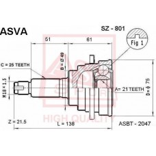 SZ-801 ASVA Шарнирный комплект, Привідний вал