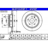 24.0112-0187.1 ATE Гальмівний диск