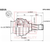 OPIU-5002 ASVA Шарнирный комплект, Привідний вал
